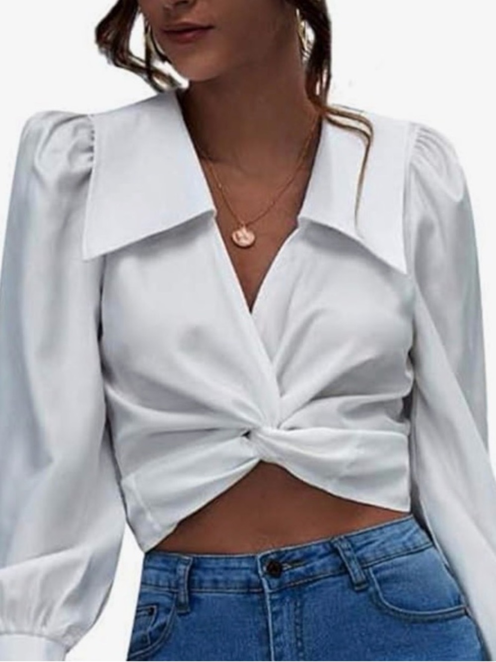 Soly Hux White Draped Tie-Front and Tie-Back Crop Top, NWOT, Size: S (M)